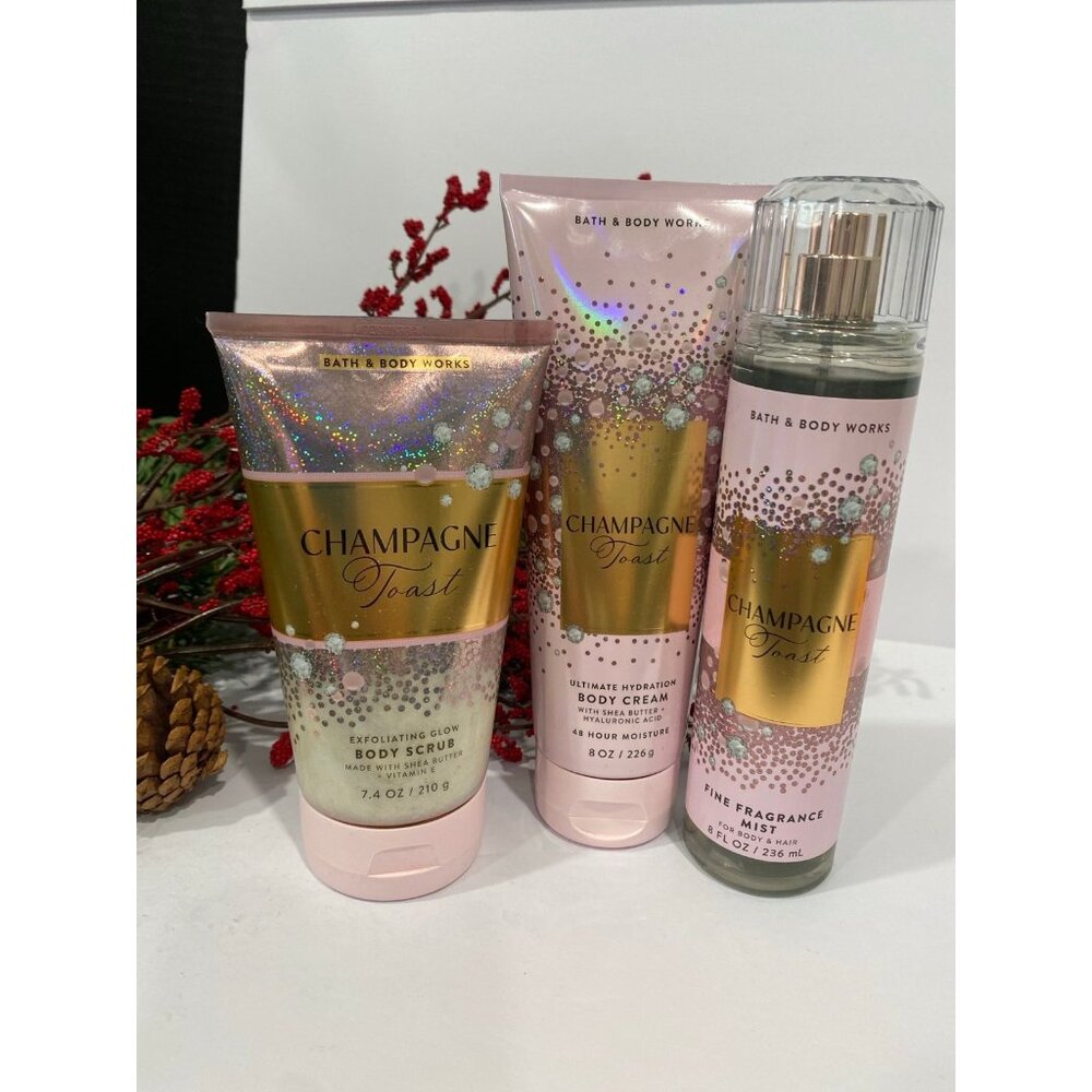 Bath & Body Works “Champagne Toast” New 3-Pc Body Care Set